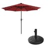 Villacera 9-Foot  LED Outdoor Patio Umbrella with Solar Lights with Base, Red 83-OUT5423B